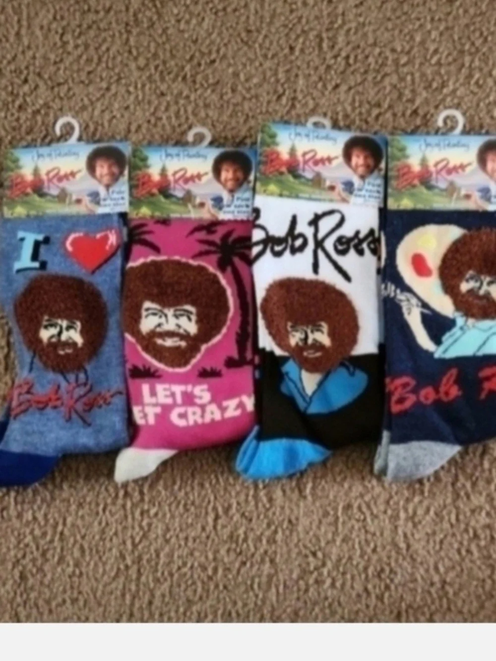 Novelty Bob Ross Crew Socks